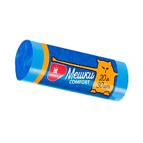 Мешки для мусора 20 л, синие, в рулоне 30 шт., ПНД, 8 мкм, 500х400 мм, Comfort, М0017 (МН 20-30с) в Подольске