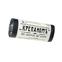 Мешки для мусора 30 л, черные, в рулоне 20 шт., ПНД, 7 мкм, 560х440 мм, Крепаномъ, 4607075710580 в Подольске