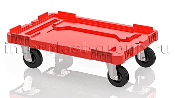 Тележка пластиковая сплошная без тормозов красная в Подольске