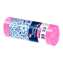 Мешки для мусора 30 л, розовые, в рулоне 30 шт., ПНД, 8 мкм, 560х480 мм, Узоры Чистоты, МУ3605 (ММЭ-30роз) в Подольске
