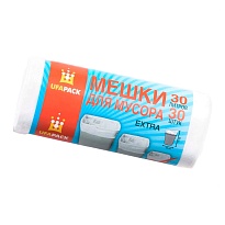 Мешки для мусора 30 л, белые, в рулоне 30 шт., ПНД, 5 мкм, 560х480 мм, Эконом, МЭ2585 (МНЭ 30-30б) в Подольске
