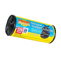 Мешки для мусора 120 л, черные, в рулоне 20 шт., ПНД, 15 мкм, 1100х700 мм, Крепак, 4607075710207 в Подольске