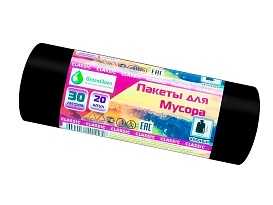Мешки для мусора 30 л, черные, в рулоне 20 шт., ПНД, 7 мкм, 600х500 мм, MIRPACK Classik, 302040 в Подольске