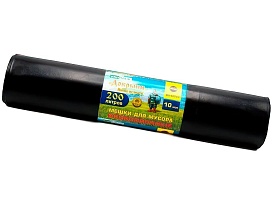 Мешки для мусора 200 л, ароматизированные, черные, в рулоне 10 шт., ПВД, 100 мкм, 1200х800 мм, Добрыня, Dob20010black в Подольске