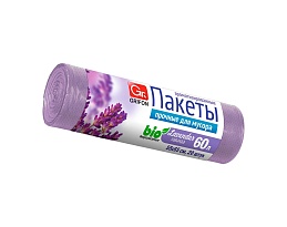 Мешки для мусора 60 л, ароматизированные, Лаванда, сиреневые, в рулоне 20 шт., ПНД, 9 мкм, 650х550 мм, GRIFON Aroma, 101-023 La в Подольске