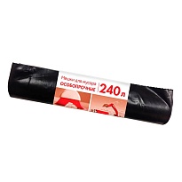 Мешки для мусора 240 л, черные, в рулоне 10 шт., ПВД 100 мкм, 1350х900 мм, Концепция Быта, 603887 в Подольске