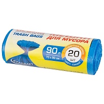 Мешки для мусора 90 л, синие, в рулоне 20 шт., ПНД, 14 мкм, 900х700 мм, LAIMA ULTRA, 607693 в Подольске