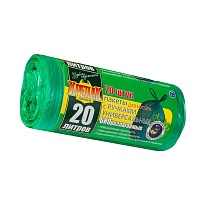Мешки для мусора 20 л, биоразлагаемые, с ручками, черные, в рулоне 30 шт., ПНД, 10 мкм, 550х440 мм, Крепак, 4607075710047 в Подольске