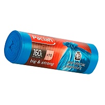 Мешки для мусора 160 л, синие, в рулоне 10 шт., ПВД, 21 мкм, 1200х870 мм, PACLAN Big&Strong, 604075 в Подольске