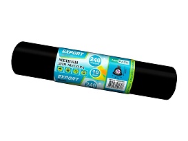 Мешки для мусора 240 л, черные, в рулоне 10 шт., ПВД 80 мкм, 1300х930 мм, EXPORT, exp 24010167 в Подольске
