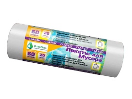 Мешки для мусора 60 л, белые, в рулоне 20 шт., ПНД, 7 мкм, 700х600 мм, MIRPACK Classik, 602052 в Подольске