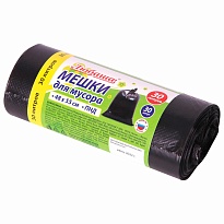 Мешки для мусора 30 л, черные, в рулоне 30 шт., ПНД, 7 мкм, 550х480 мм, Любаша, 608089 в Подольске