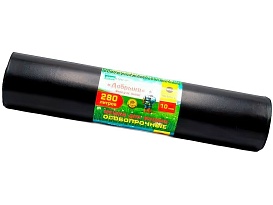 Мешки для мусора 280 л, ароматизированные, черные, в рулоне 10 шт., ПВД 110 мкм, 1400х930 мм, Добрыня, Dob28010black в Подольске
