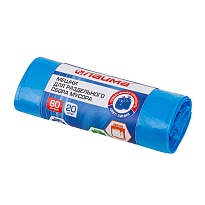 Мешки для мусора 60 л, синие, в рулоне 20 шт., ПНД, 10 мкм, 680х580 мм, LAIMA, 606703 в Подольске