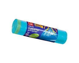 Мешки для мусора 35 л, с завязками, голубые, в рулоне 20 шт., ПНД, 12 мкм, 560х530 мм, GRIFON, 101-061 в Подольске