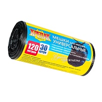Мешки для мусора 120 л, черные, в рулоне 30 шт., ПНД, 15 мкм, 1100х700 мм, Крепак, 4607075710122 в Подольске
