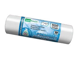 Мешки для мусора 300 л, белые, в рулоне 10 шт., ПВД 70 мкм, 1400х1000 мм, PREMIUM+, 300101602 в Подольске