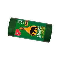 Мешки для мусора 50 л, зеленые, в рулоне 15 шт., ПВД, 24 мкм, 660х540 мм, Уфа Пак, МВ1519О (МВ 50-15ор) в Подольске