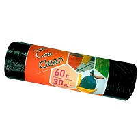 Мешки для мусора 60 л, черные, в рулоне 30 шт., ПНД, 6 мкм, 640х580 мм, Концепция Быта EcoClean, 603890 в Подольске