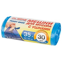 Мешки для мусора 35 л, с ушками, синие, в рулоне 30 шт., ПНД, 11 мкм, 650х500 мм, LAIMA ULTRA, 607684 в Подольске