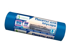 Мешки для мусора 30 л, синие, в рулоне 20 шт., ПНД, 7 мкм, 600х500 мм, MIRPACK Classik, 302041 в Подольске