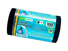 Мешки для мусора 100 л, черные, в рулоне 10 шт., ПВД, 70 мкм, 1000х600 мм, PREMIUM+, 1001076 в Подольске