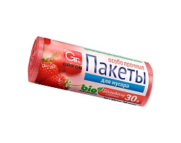 Мешки для мусора 30 л, ароматизированные, Клубника, красные, в рулоне 20 шт., ПНД, 9 мкм, 560х530 мм, GRIFON Aroma, 101-020 K в Подольске