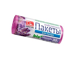 Мешки для мусора 30 л, ароматизированные, Лаванда, сиреневые, в рулоне 20 шт., ПНД, 9 мкм, 560х530 мм, GRIFON Aroma, 101-020 La в Подольске