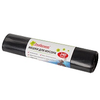 Мешки для мусора 240 л, черные, в рулоне 5 шт., ПВД 30 мкм, 1300х900 мм, Любаша, 605338 в Подольске