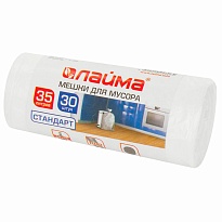 Мешки для мусора 35 л, белые, в рулоне 30 шт., ПНД, 6 мкм, 550х480 мм, LAIMA, 605538 в Подольске