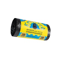 Мешки для мусора 20 л, с ушками, черные, в рулоне 30 шт., ПНД, 10 мкм, 550х440 мм, Крепакоф, 4607075710221 в Подольске