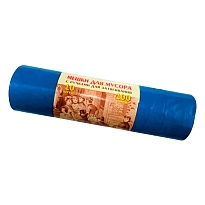Мешки для мусора 100 л, с завязками, синие, в рулоне 10 шт., ПВД, 40 мкм, 840х670 мм, Концепция Быта Vitalux, 604933 в Подольске