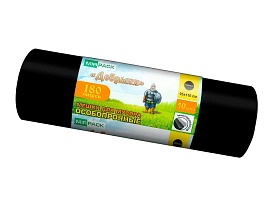 Мешки для мусора 180 л, ароматизированные, черные, в рулоне 10 шт., ПВД, 100 мкм, 1100х930 мм, Добрыня, Dob18010black в Подольске