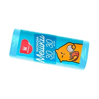 Мешки для мусора 30 л, синие, в рулоне 30 шт., ПНД, 5 мкм, 560х480 мм, Эконом, МЭ3841 (ПМ-30-30) в Подольске